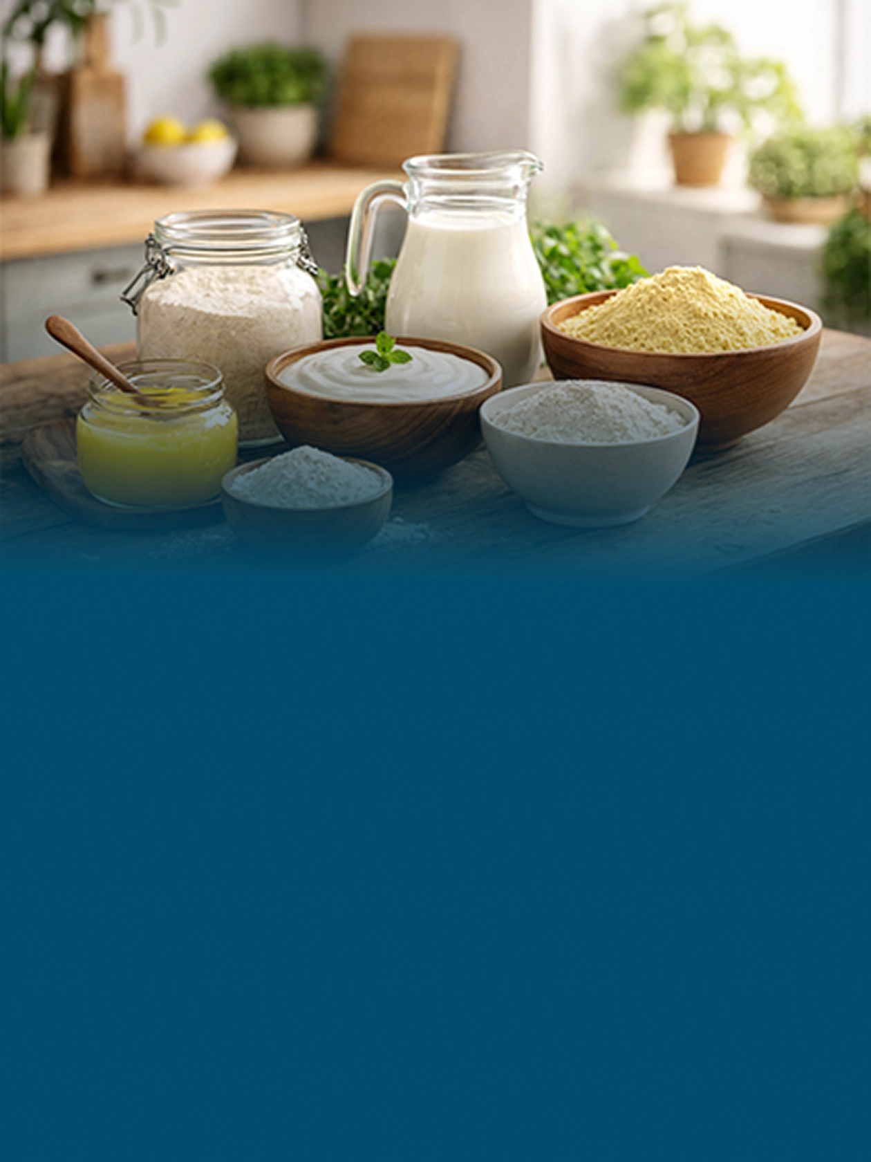 Organic ingredients on kitchen counter